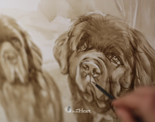 Commission a custom pet portrait - painting in progress