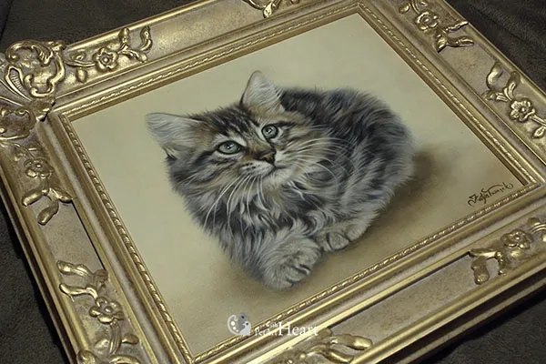 Inramad målning av katt