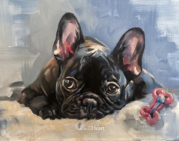 Painterly oil pet portrait with expressive brushstrokes